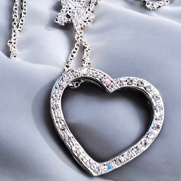 Vintage Cubic zirconia, heart charm, heart pendant Silver 925 - Picture 5 of 16